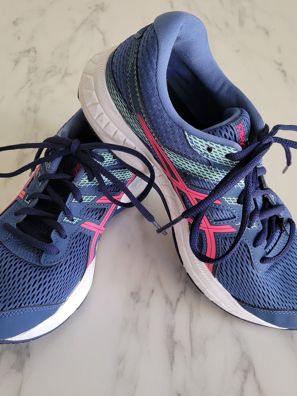 ASICS GEL-Contend 6 Running Shoes Size 8 Wide Very Good Blue Pink